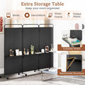 Costway 3 - Panel Room Divider with Storage Shelves 6FT Tall Folding Privacy Screen on Wheels Black
