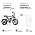 AMYET G60 Peak 1500W Electric Bike, 20" Fat Tire E - Mountain Bikes, 48V 20ah 32MPH Ebike for Adults Full Suspension UL2849