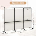 Costway 3 - Panel Room Divider with Storage Shelves 6FT Tall Folding Privacy Screen on Wheels Black