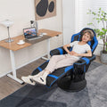 Ergonomic Gaming Recliner Chair with Massage, Retractable Footrest & Cup Holder, Height Adjustable Racing Style Swivel Video Game Chair