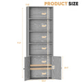 Furmax 1 Piece 4 - Shelf Farmhouse Bookcases 4 - Tier Bookshelf with Adjustable Shelves&Doors, Storage Cabinet for Home Living Room, Kitchen, Office, White