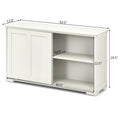 Costway Kitchen Storage Cabinet Sideboard Buffet Cupboard Wood Sliding Door Pantry Cream White
