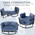 AECOJOY Patio Furniture Outdoor Round Daybed with Removable Cushions 4 Piece Sectional Sofa Patio Furniture Set, Dark Blue