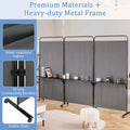 Costway 3 - Panel Room Divider with Storage Shelves 6FT Tall Folding Privacy Screen on Wheels Black