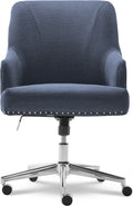 Serta Leighton Home Office Desk Chair Chrome Nailheads Twill Fabric Lilac Purple