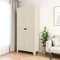 Metal Storage Cabinet with Doors and Adjustable Shelves, 71'' 2 Shapely Doors Cabinet, 5 - Tier Tall Steel Locker for Bedroom, Living Room, Office, Home, White