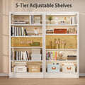 5 Tier White Metal Bookshelf, 71" H Bookcase with Adjustable Shelves, Heavy Duty Storage Bookshelves Tall Bookcase for Library, Office, Bedroom, Living Room, Classroom, Including Book Stopper(White)