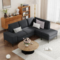 AECOJOY 87" Sectional Couch with Ottoman, Convertible Corner Couches with Armrest Storage, Black