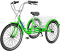 MOONCOOL Adult Tricycles with Rear Basket & Inflator, 24 26 in 7 Speed 3 Wheel Bikes, Three - Wheeled Bicycles Adult Trike with Backrest for Seniors, Women, Men