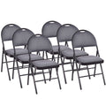 Costway Set of 6 Folding Chairs Fabric Upholstered Padded Seat Metal Frame Home Office Beige