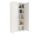 Metal Storage Cabinet with Doors and Adjustable Shelves, 71'' 2 Shapely Doors Cabinet, 5 - Tier Tall Steel Locker for Bedroom, Living Room, Office, Home, White