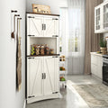 Blotout 68" Tall Farmhouse Corner Cabinet with 4 Doors, 28.3" W Barn Door Storage Cabinet with Adjustable Shelves, 5 Tier Corner Storage Cabinet for Bathroom, Living Room, Kitchen