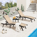 AECOJOY Outdoor Chaise Lounge, All Weather Pool Lounge Chairs Ergonomic Design (Beige, 1 PCs)