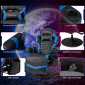 Ergonomic Gaming Recliner Chair with Massage, Retractable Footrest & Cup Holder, Height Adjustable Racing Style Swivel Video Game Chair