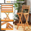 Tangkula Outdoor Portable High Top Acacia Wood Bar Height Chair with Backrest & Footrest