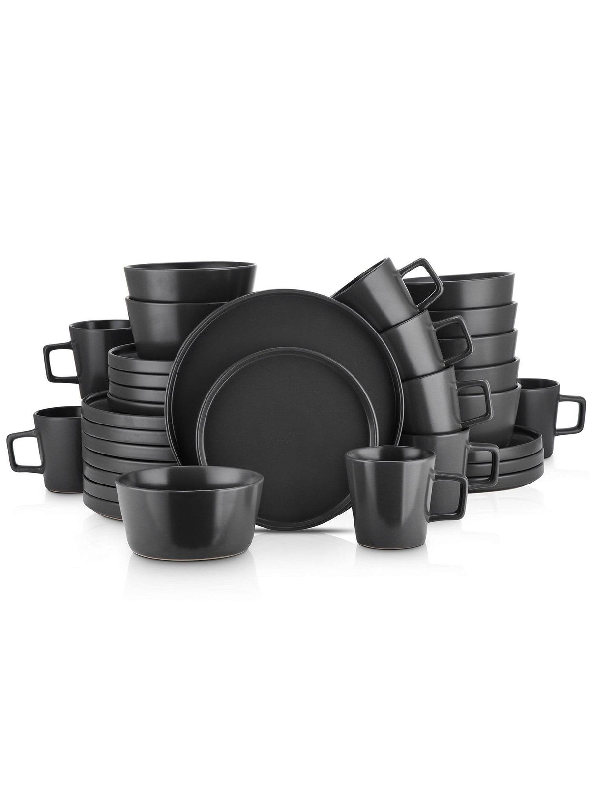 Stone Lain Celina 32-Piece Stoneware Dinnerware Set, Service for 8, Black