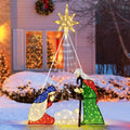 Tangkula 6 FT Christmas Lighted Nativity Scene Set, Pre-Lit Xmas Scene with 240 LED Lights