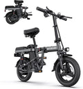 Engwe T14 Folding Electric Bikes for Adults, 350W Mini Ebike 48V10AH Removable Battery, Urban City Commuter Electric Bicycles - Grey