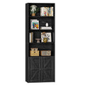 Furmax 1 Piece 4 - Shelf Farmhouse Bookcases 4 - Tier Bookshelf with Adjustable Shelves&Doors, Storage Cabinet for Home Living Room, Kitchen, Office, White