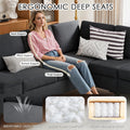 AECOJOY 87" Sectional Couch with Ottoman, Convertible Corner Couches with Armrest Storage, Black