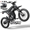 2000W Electric Dirt Bike for Adults Ridingtimes GT73 UL2849, Brushless Hub Motor, 18.2ah*2 Electric Bike with 25\ Tires Digital Screen Carbon Steel