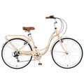 Aukfa 26" Cruiser Bike, 7 Speed Bicycle Hybrid Bikes for Women Girls Ladies, Arctic