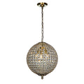 1 - Light 12" Retro Antique Gold Crystal Globe Chandelier Small Sphere Pendant Light