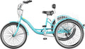 MOONCOOL Adult Tricycles with Rear Basket & Inflator, 24 26 in 7 Speed 3 Wheel Bikes, Three - Wheeled Bicycles Adult Trike with Backrest for Seniors, Women, Men