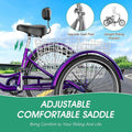 MOONCOOL Adult Tricycles with Rear Basket & Inflator, 24 26 in 7 Speed 3 Wheel Bikes, Three - Wheeled Bicycles Adult Trike with Backrest for Seniors, Women, Men