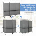 Costway 3 - Panel Room Divider with Storage Shelves 6FT Tall Folding Privacy Screen on Wheels Black