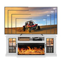 Easoger Fireplace TV Stand for Tvs up to 65", 12 Flame Colors&12 LED Light Colors, TV Console with 3-Sided Glass Fireplace, for Living Room, Gray