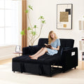 Velvet 3 - in - 1 Convertible Sofa Bed - USB Charging, Adjustable Backrest Pull - Out Couch Loveseat Sleeper for Living Room, Apartment & Small Space, Black