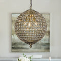 1 - Light 12" Retro Antique Gold Crystal Globe Chandelier Small Sphere Pendant Light