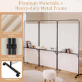 Costway 3 - Panel Room Divider with Storage Shelves 6FT Tall Folding Privacy Screen on Wheels Black