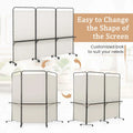 Costway 3 - Panel Room Divider with Storage Shelves 6FT Tall Folding Privacy Screen on Wheels Black