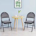 Costway Set of 6 Folding Chairs Fabric Upholstered Padded Seat Metal Frame Home Office Beige