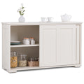 Costway Kitchen Storage Cabinet Sideboard Buffet Cupboard Wood Sliding Door Pantry Cream White