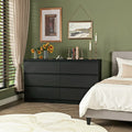 Kadyn Modern 6 Drawer Dresser Wood Cabinet, Dresser for Bedroom, Kitchen Storage Cabinet with Drawers, Chest of Drawers(Black)