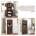 Blotout 68" Tall Farmhouse Corner Cabinet with 4 Doors, 28.3" W Barn Door Storage Cabinet with Adjustable Shelves, 5 Tier Corner Storage Cabinet for Bathroom, Living Room, Kitchen