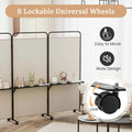 Costway 3 - Panel Room Divider with Storage Shelves 6FT Tall Folding Privacy Screen on Wheels Black
