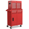 2-in-1 Rolling Tool Chest, 5-Drawer Tool Storage Cabinet with Wheels, Adjustable Shelf, Tool Box Organizer for Garage Warehouse Workshop
