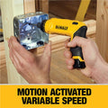 8V MAX Cordless Gyroscopic Screwdriver with Adjustable Handle. (2) 1.0Ah Batteries. Charger. and Bag DCF680N2