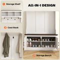 HOMCOM 3 - in - 1 Hall Tree with Shoe Storage, Standing Coat Rack with Shoe Bench, Entryway Furniture with Five Hooks, White Wood Grain