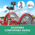 MOONCOOL Adult Tricycles with Rear Basket & Inflator, 24 26 in 7 Speed 3 Wheel Bikes, Three - Wheeled Bicycles Adult Trike with Backrest for Seniors, Women, Men