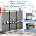 Costway 3 - Panel Room Divider with Storage Shelves 6FT Tall Folding Privacy Screen on Wheels Black