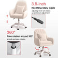 Home Office Chair Computer Chair with Mid - Back Upholstered Modern Tufted Computer Task Chair Swivel Height Adjustable Velvet Accent Chair.white