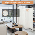 Spaco 6 - Panel Room Divider Folding Privacy Screen, Privacy Screen with 7 Large Adjustable Foot Pads and 2 Support Tubes, Room Divider for Indoor As Home, White