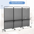 Costway 3 - Panel Room Divider with Storage Shelves 6FT Tall Folding Privacy Screen on Wheels Black