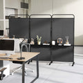 Costway 3 - Panel Room Divider with Storage Shelves 6FT Tall Folding Privacy Screen on Wheels Black