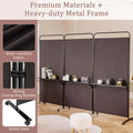 Costway 3 - Panel Room Divider with Storage Shelves 6FT Tall Folding Privacy Screen on Wheels Black